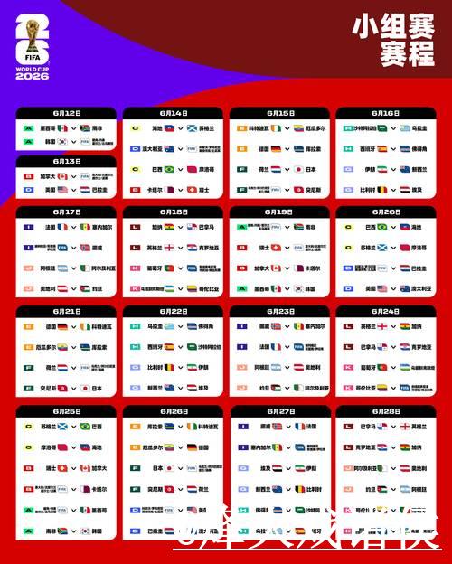 2026世界杯比赛时间表完整版
